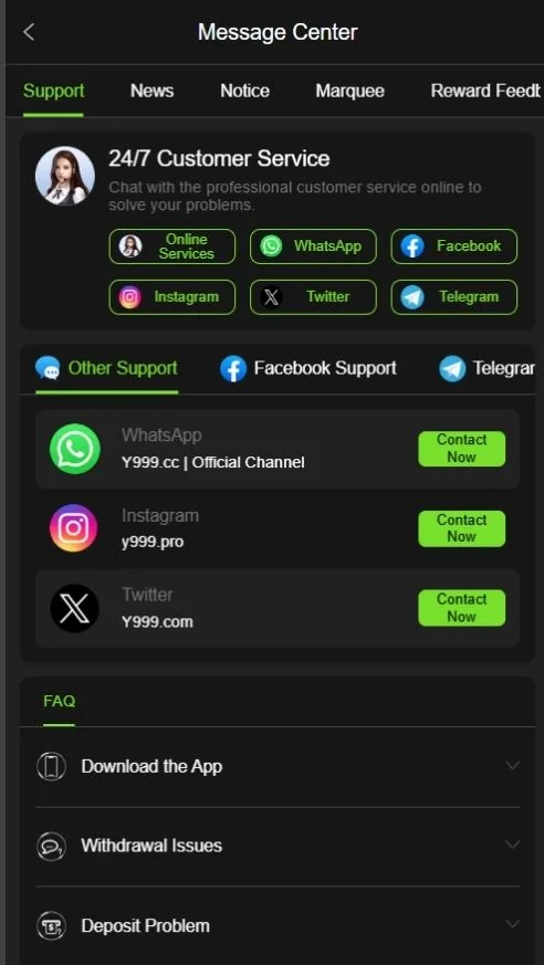Y999 Game Customer Supports